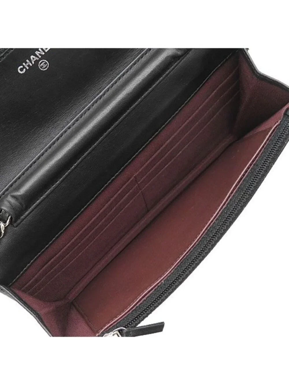 Chanel Chain Wallet Quilted Lambskin Black Silver CC Logo 24 Shoulder